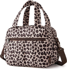 BAGSMART Leopard Puffy Lunch Bag for Women Insulated Lightweight Carrier