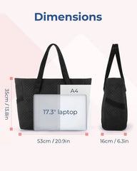 BAGSMART Crush Tote Bag for Women, 20L Puffer Work Tote with Zipper, Travel Essentials Quilted Nurse Hospital Bag