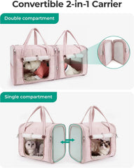 BAGSMART Double Cat Carrier for 2 Cats, Large Soft Pet Carriers for Travel