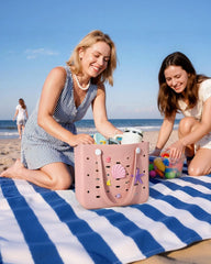 BAGSMART Beach Bag for Women, Water-resistant Rubber Tote Bag, Sandproof Vacation Essentials for Summer Swim Cruise Pool