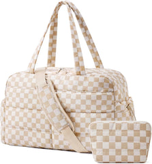 BAGSMART Gym Bag for Women, 2-PC Puffer Travel Duffle Bag Carry On Tote Bag