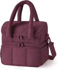 BAGSMART Lunch Bag Women, Double Deck Insulated Lunch Box, Wine Red