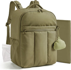 BAGSMART Diaper Backpack with Insulated Pockets & Changing Pad,Green
