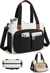 BAGSMART Canvas Tote Bag for Women, Small Work Tote Bag with Zipper
