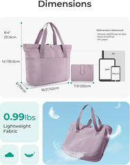BAGSMART Tote Bag for Women, Foldable Tote Bag With Zipper Travel Shoulder Bag Handbag for Work
