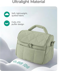 BAGSMART Insulated Lunch Bags for Women, Cute Quilted Lunch Box, Sage Green