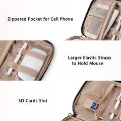 BAGSMART Large Electronics Travel Organizer Case for Wome, Polyester, Black