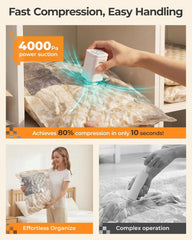 BAGSMART Travel Vacuum Seal Storage Bags for Clothes with Pump