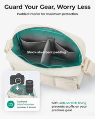 BAGSMART 2 in 1 Small Puffy Camera Sling Bag, Coffee Brown