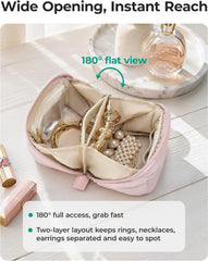 BAGSMART Mini Travel Jewelry Case, Puffy Organizer for Rings & Necklaces
