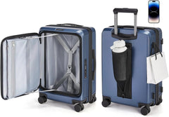 BAGSMART 20" Expandable Top-Opening Carry-On, Double Spinner, TSA, Blue