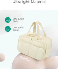 BAGSMART Travel Toiletry Bag, Puffy Large Toiletry Bag for Women, Lightweight Cosmetic Makeup Bag Organizer with Handle for Traveling, Accessories, Essentials, Toiletries (Coffee)