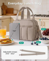 BAGSMART Daily Lunch Bag for Women Insulated Lightweight Tote Nude Pink