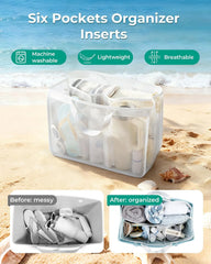 BAGSMART Beach Bag for Women, Water-resistant Rubber Tote Bag, Sandproof Vacation Essentials for Summer Swim Cruise Pool