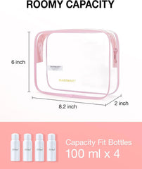 BAGSMART Clear Toiletry Bag 2-Pack TSA Approved Water-Repellent, Pink