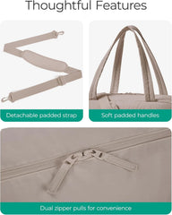 BAGSMART Gym Bag for Women, 2-PC Puffer Travel Duffle Bag Carry On Tote Bag