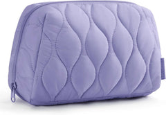 BAGSMART Makeup Bag, Travel Cosmetic Bag, Puffy Padded Make Up Bag for Women, Makeup Organizer Case, Wide-open Pouch Purse, Travel Essentials, Toiletries Accessories Brushes (Purple)