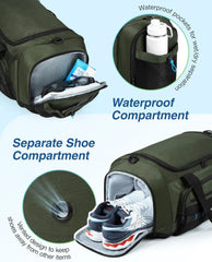 BAGSMART 4-IN-1 Gym Bag for Women Men, TSA Duffle Bag for Travel