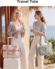 BAGSMART Canvas Tote Bag for Women, Small Work Tote Bag with Zipper