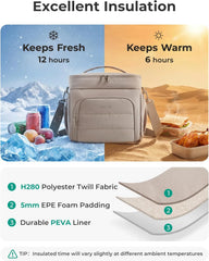 BAGSMART Puffy Insulated Lunch Bag, Lightweight Large 14L Double Deck