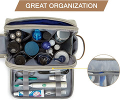 BAGSMART Toiletry Bag for Men, Canvas Travel Toiletry Organizer Dopp Kit Water-resistant Shaving Bag for Toiletries Accessories,Beige-Large