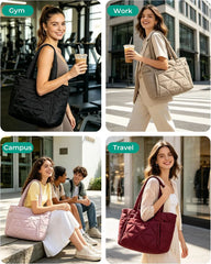 BAGSMART Tote Bag for Women, Puffer Tote Bag for Work Large Shoulder Bag