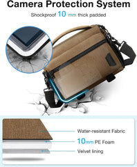 BAGSMART Camera Sling Bag with Tripod Holder & Rain Cover, Khaki