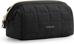 BAGSMART Makeup Bag Travel Toiletry Bag, Wide-open Zipper Pouch, Black