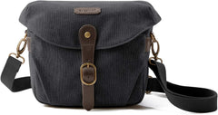 BAGSMART Canvas Crossbody Camera Bag with Rain Cover for Women Men, Black