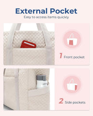 BAGSMART Crush Tote Bag for Women, 20L Puffer Work Tote with Zipper, Travel Essentials Quilted Nurse Hospital Bag