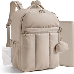 BAGSMART Diaper Backpack with Insulated Pockets & Changing Pad, Camel