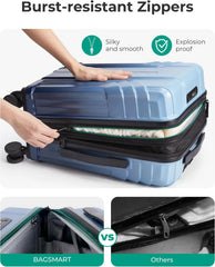 BAGSMART Expandable Carry On Luggage 22x14x9 Airline Approved,Gradient Blue