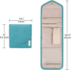 BAGSMART Travel Jewelry Organizer Case Foldable Jewelry Roll,Mini,Teal