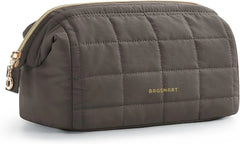 BAGSMART Puffy Padded Travel Makeup Bag, Wide-open Toiletry Bag, Dark Olive