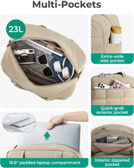 BAGSMART Gym Bag for Women, Carry on Travel Duffel Bag, Water-resistant Weekender with Shoe Compartment for Gym Travel Work, Desert, Medium