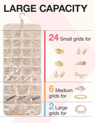 BAGSMART Hanging Jewelry Organizer Necklace/Earring/Ring 2-Sided L Beige
