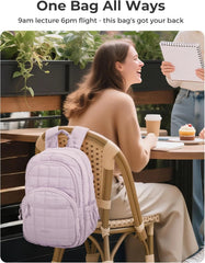 BAGSMART Travel Backpack for Women, 15.6" College Laptop Backpack, Lavender