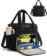 BAGSMART Corduroy Large Lunch Bag Women 14L Double Deck Insulated Lunch Box