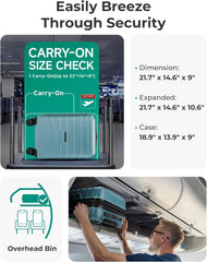 BAGSMART Carry-On Luggage 20" Expandable Spinner 22x14x9,Teal Blue
