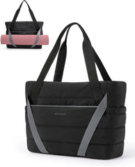 BAGSMART Tote Bag for Women with Zipper and Yoga Mat Straps