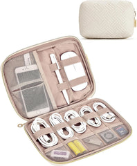 BAGSMART Electronics Organizer Case - Travel Accessories for Women, Cord Organizer for Phone, SD Card, Beige