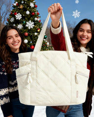 BAGSMART Crush Tote Bag for Women, 20L Puffer Work Tote with Zipper