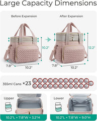 BAGSMART Insulated Lunch Box for Women, Double Deck Leakproof Cooler Bag with Expandable Design for Office Work & Outdoor Picnic
