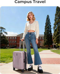 BAGSMART Carry On Luggage 22x14x9 Airline Approved, Expandable Suitcase with Wheels, Pink Lavender