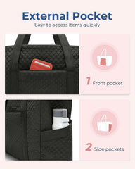BAGSMART Crush Tote Bag for Women, 20L Puffer Work Tote with Zipper, Travel Essentials Quilted Nurse Hospital Bag