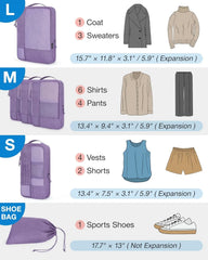 BAGSMART Compression Packing Cubes for Travel, 6 Set Luggage Organizer Bags