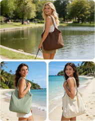 BAGSMART Tote Bag for Women, Travel Tote Beach Bag with Zipper for Gym