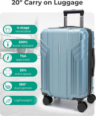 BAGSMART Expandable Carry On Luggage 22x14x9 Airline Approved, Airy Blue