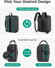 BAGSMART 3 In 1 Laptop Bag for Men Expandable Computer Bag 17.3 Inch, Black