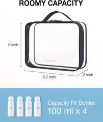 BAGSMART Clear Toiletry Bag with Handle 3-Pack TSA Approved, Black